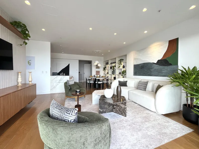 Salón comedor con piso de roble francés